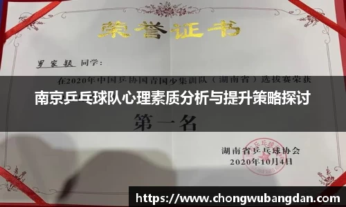 南京乒乓球队心理素质分析与提升策略探讨
